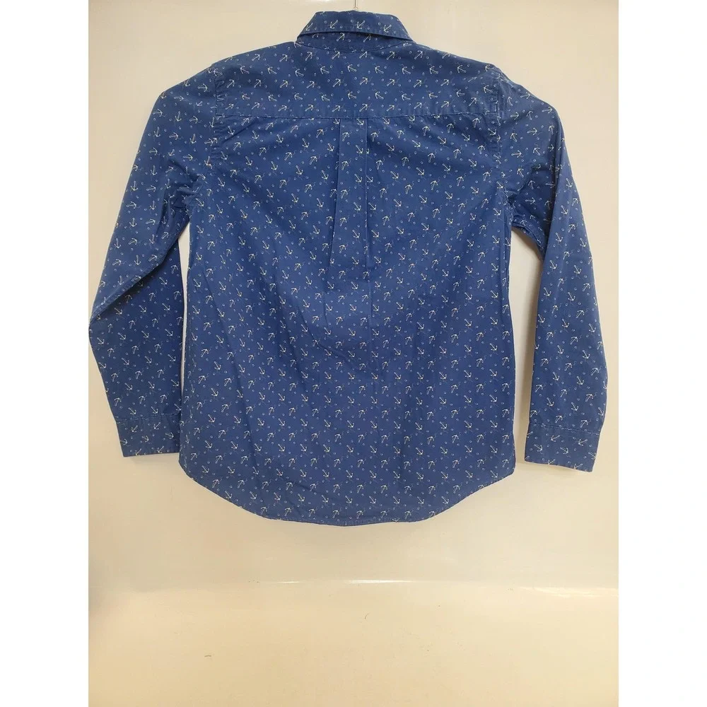 Ralph Lauren Shirt Boys XL 18-20 Blue Anchor Button Down Long Sleeve Nautical‎